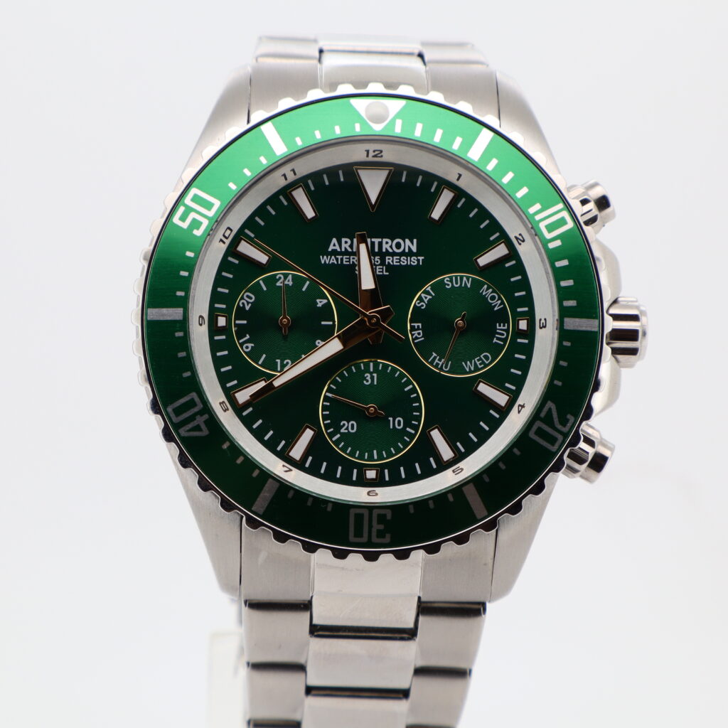 Armitron Stainless Steel Green Dial Watch