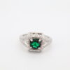 14KW Lab Emerald and Diamond Milgrain Ring