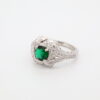 14KW Lab Emerald and Diamond Milgrain Ring