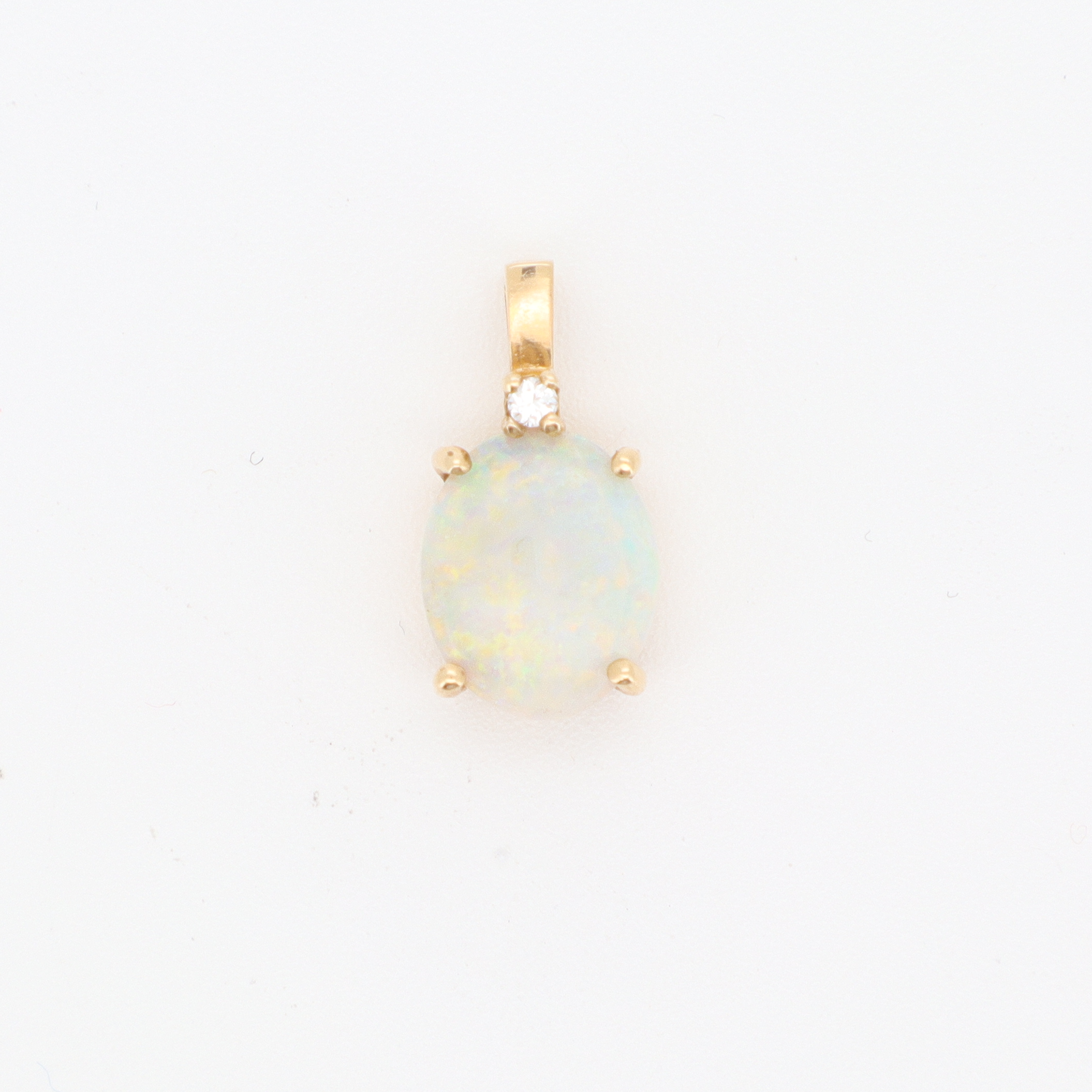 14KY Opal with Diamond Pendant