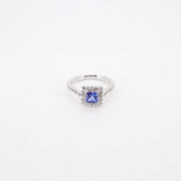 14KW Sapphire and Diamond Engagement Ring