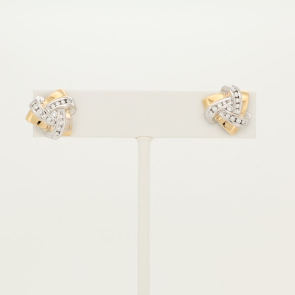 14K T.T. Diamond Triangle Swirl Earrings