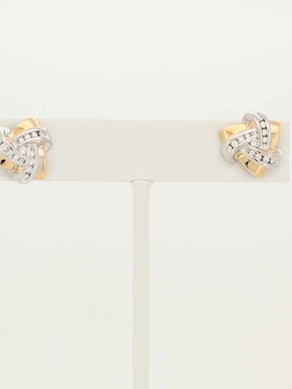 14K T.T. Diamond Triangle Swirl Earrings