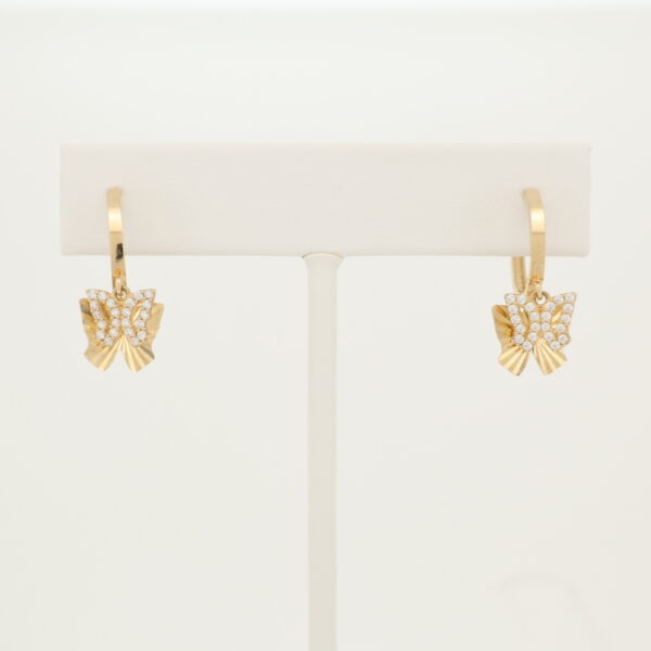 14KY CZ Butterfly Dangle Earrings