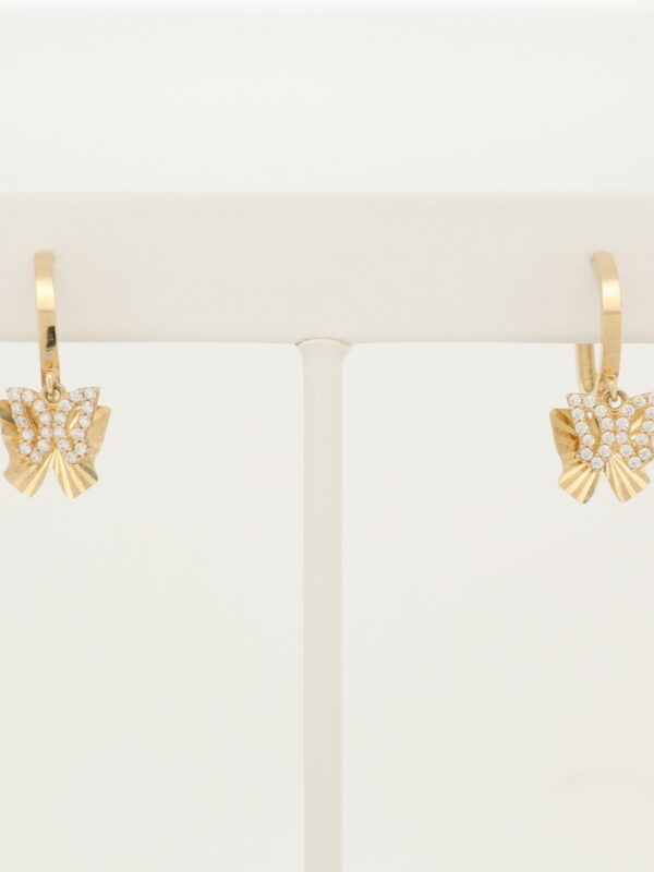 14KY CZ Butterfly Dangle Earrings