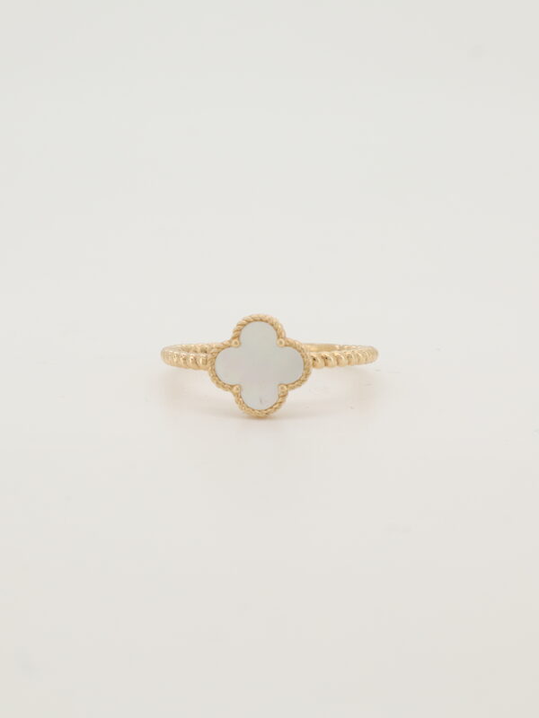 14KY Mother of Pearl Clover Ring