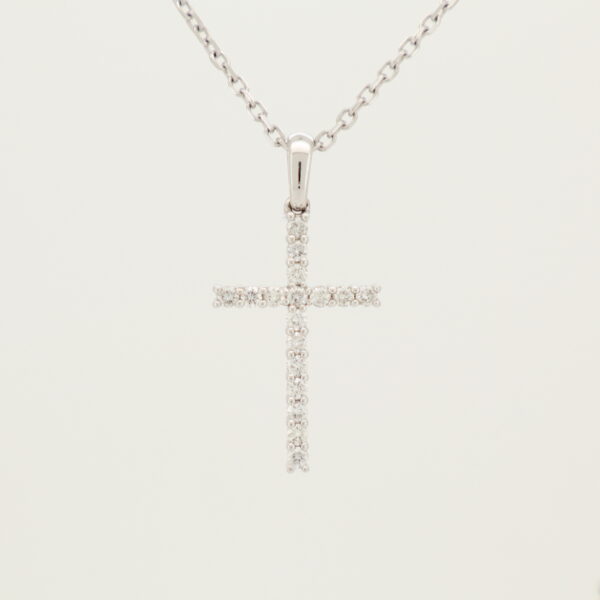 14KW Diamond Cross Necklace
