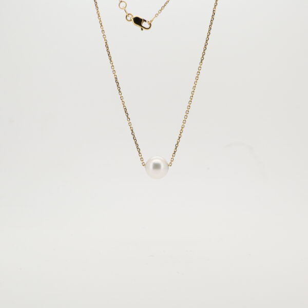 14KY Single Pearl Cable Chain Necklace