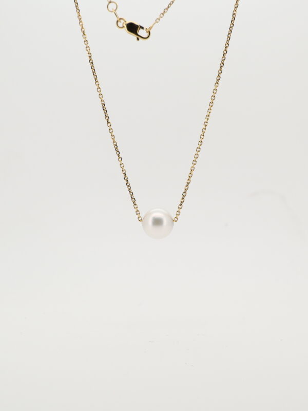 14KY Single Pearl Cable Chain Necklace
