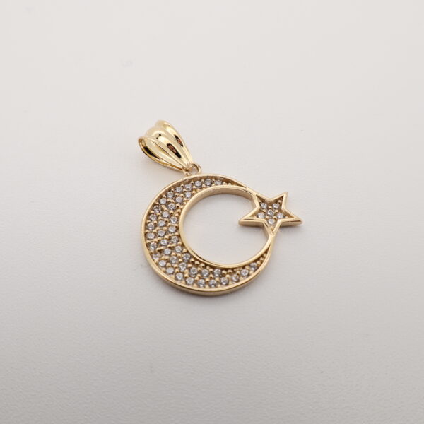 14KY CZ 1.5 Moon and Star Charm