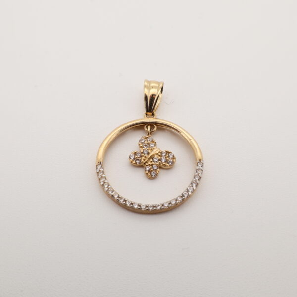 14KY CZ Butterfly in Circle Charm