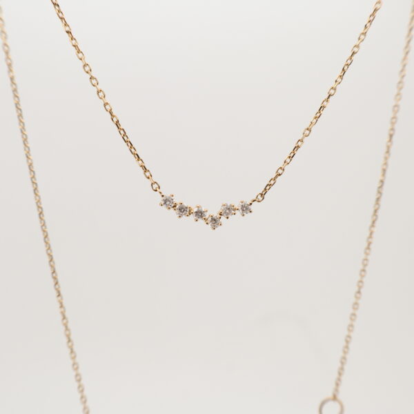14KY Diamond Zig-Zag Bar Necklace