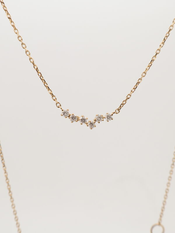 14KY Diamond Zig-Zag Bar Necklace