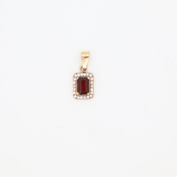 14KY Garnet with Diamonds Pendant