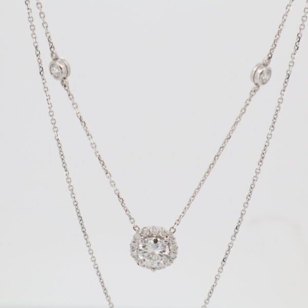 14KW Diamond by the Yard with Moissanite Center Stone Necklace