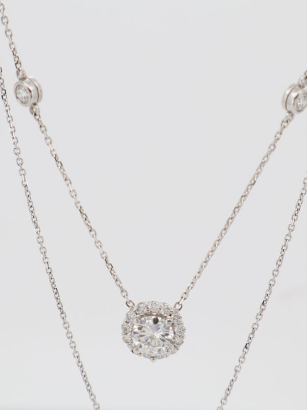 14KW Diamond by the Yard with Moissanite Center Stone Necklace